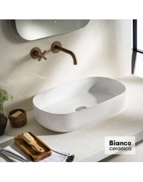 Νιπτήρας Επικαθήμενος Bianco Ceramica Uma 31055-300 Λευκό (55x36cm)