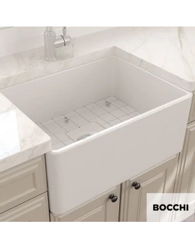 Νεροχύτης Πορσελάνης Bocchi 1137-300 (61x46) White Γυαλιστερό (Επικαθήμενος)