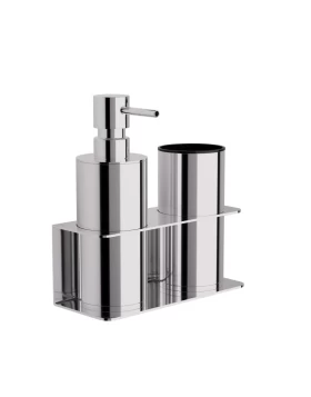 Επιτοίχια Dispenser & Ποτηροθήκη - Chrome, Pam & Co, W17 x D7 x H19 (cm), 80-001