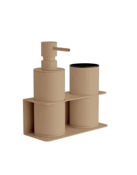 Επιτοίχια Dispenser & Ποτηροθήκη - Matt Beige, Pam & Co, W17 x D7 x H19 (cm), 80-103