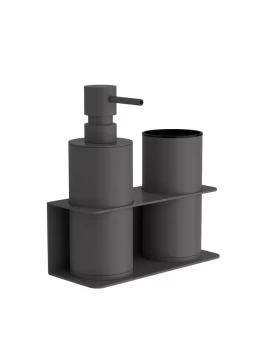 Επιτοίχια Dispenser & Ποτηροθήκη - Matt Anthracite, Pam & Co, W17 x D7 x H19 (cm), 80-113