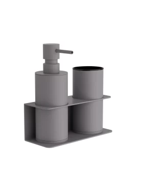 Επιτοίχια Dispenser & Ποτηροθήκη - Matt Concrete Grey, Pam & Co, W17 x D7 x H19 (cm), 80-163