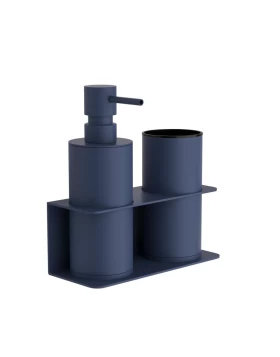 Επιτοίχια Dispenser & Ποτηροθήκη - Matt Navy Blue, Pam & Co, W17 x D7 x H19 (cm), 80-203