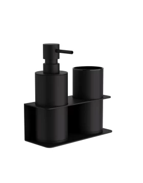 Επιτοίχια Dispenser & Ποτηροθήκη - Matt Black, Pam & Co, W17 x D7 x H19 (cm), 80-403