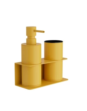 Επιτοίχια Dispenser & Ποτηροθήκη - Matt Yellow, Pam & Co, W17 x D7 x H19 (cm), 80-603