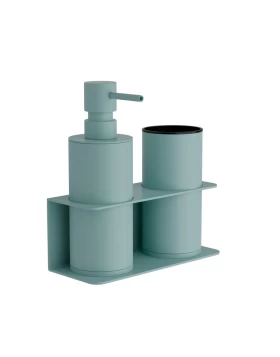 Επιτοίχια Dispenser & Ποτηροθήκη - Matt Turquoise, Pam & Co, W17 x D7 x H19 (cm), 80-913