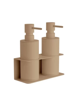 Επιτοίχιο Διπλό Dispenser Επαγγελματικό - Matt Beige, Pam & Co, W17 x D7 x H19 (cm), 83-103