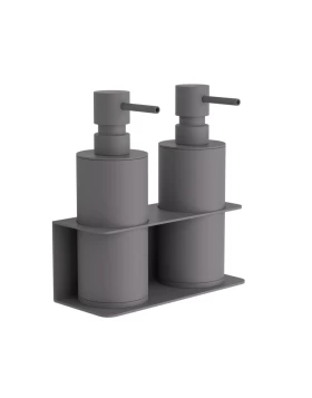 Επιτοίχιο Διπλό Dispenser Επαγγελματικό - Matt Concrete Grey, Pam & Co, W17 x D7 x H19 (cm), 83-163