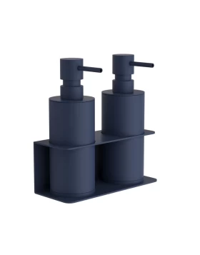 Επιτοίχιο Διπλό Dispenser Επαγγελματικό - Matt Navy Blue, Pam & Co, W17 x D7 x H19 (cm), 83-203