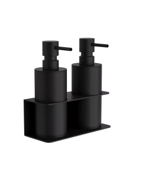 Επιτοίχιο Διπλό Dispenser Επαγγελματικό - Matt Black, Pam & Co, W17 x D7 x H19 (cm), 83-403