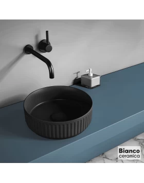 Νιπτήρας Επικαθήμενος Bianco Ceramica Etna 508-33136-401 Μαύρο Ματ (Φ.36cm)