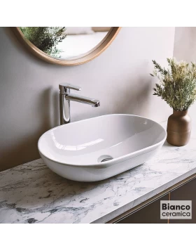 Νιπτήρας Επικαθήμενος Bianco Ceramica Loop 514-32055-300 Λευκό (57.5x36.5cm)