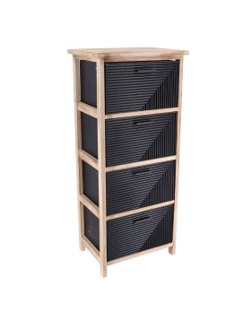 Έπιπλο mdf με 4 συρτάρια σειρά 9704 Μαύρο Bamboo (27.5x37.5x86cm)