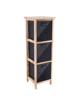 Έπιπλο mdf με 4 συρτάρια σειρά 9702 Μαύρο Bamboo (25x25x77cm)