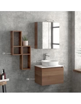 Έπιπλο με 1 Συρτάρι Premium Line Rich Wood & White Solid Surface (60x40cm)