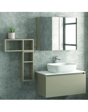 Έπιπλο με 1 Συρτάρι Premium Line Gricio Olio & White Solid Surface (80x40cm)