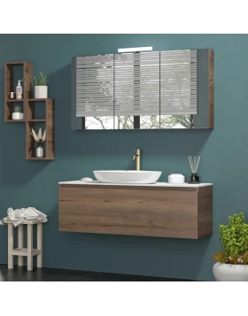 Έπιπλο με 1 Συρτάρι Premium Line Brown Oak Wood με White Top Surface (120x45cm)