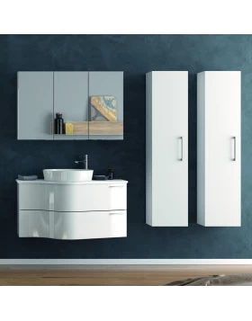 Έπιπλο με 2 Συρτάρια Premium Line Glossy White & Top Matt White Surface (100x46.5cm)