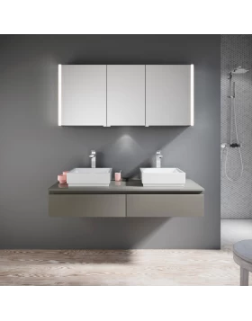 Έπιπλο με 2 Συρτάρια Premium Line Wood Grey Glossy (155x45cm)