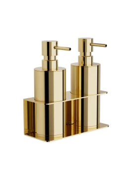 Επιτοίχιο Διπλό Dispenser Επαγγελματικό - Gold, Pam & Co, W17 x D7 x H19 (cm), 83-024