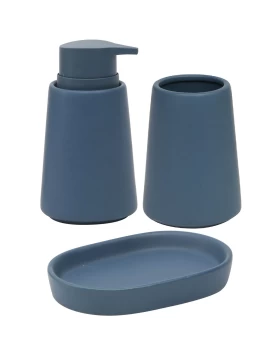 Σετ 3 Αξεσουάρ μπάνιου Πετρόλ stoneware σειρά 6245-6241-6249