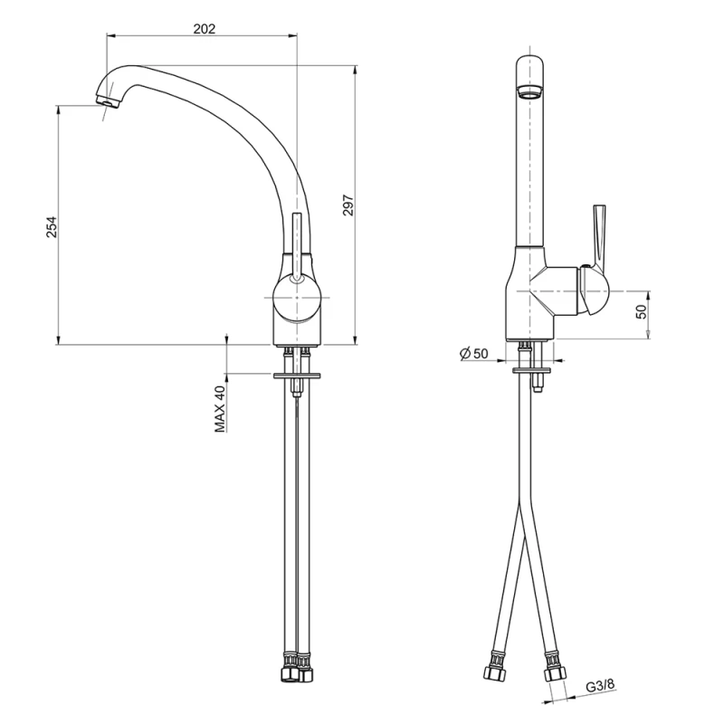 Μπαταρία Κουζίνας Sanitec Jolla σε Χρωμέ (Ύψος 29.7cm)