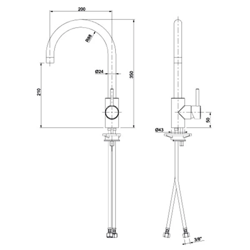 Μπαταρία Κουζίνας Sanitec Doppio σε Χρωμέ (Ύψος 35cm)