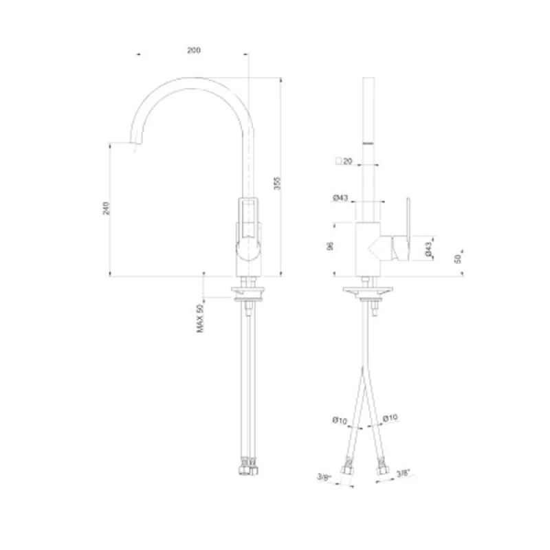 Μπαταρία Κουζίνας Sanitec Quattro σε χρώμα 31.Ocra (Ύψος 35.5cm)