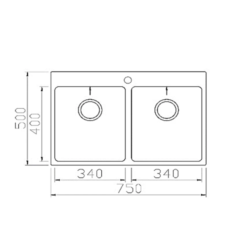 Νεροχύτης Ανοξείδωτος Square EcoLine 765019 (76x50) Inox