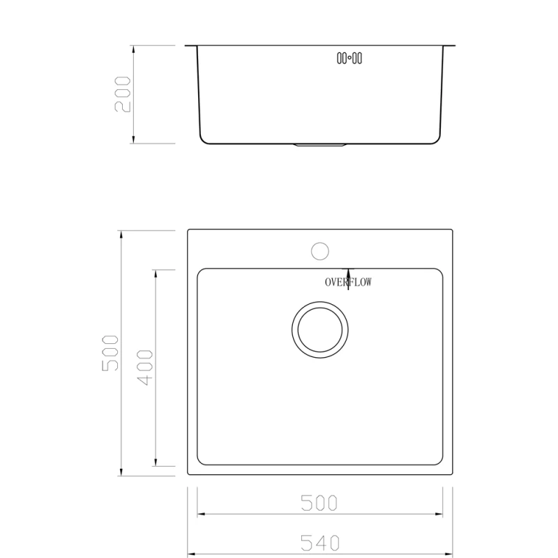 Νεροχύτης Ανοξείδωτος Geman Square 33150083 (54x50) Inox