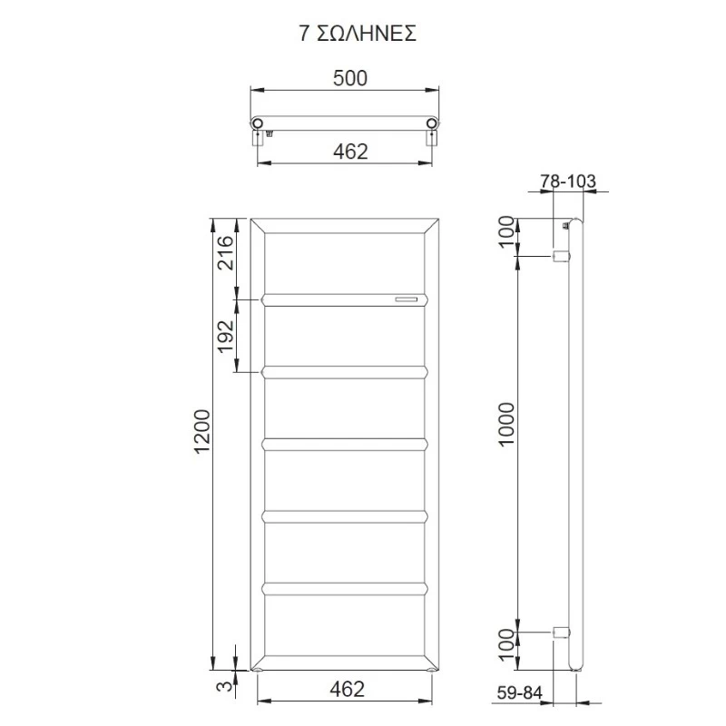 Θερμαινόμενη πετσετοκρεμάστρα – Thermo Tempo TEM12050-111 Inox Brushed 50x120cm Kcal/h: 289