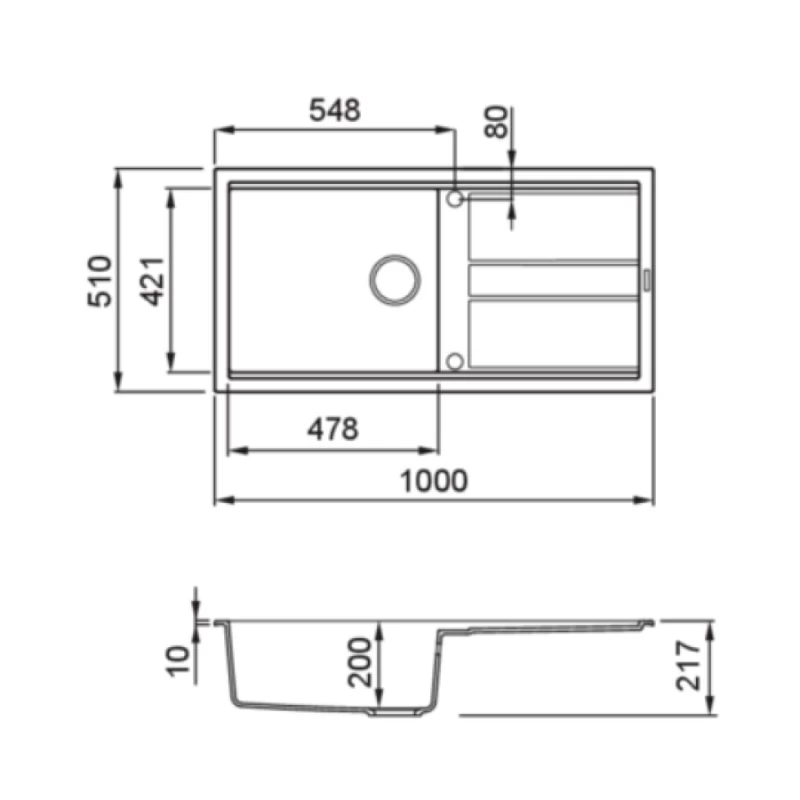 Νεροχύτες Γρανίτη Elleci σειρά Best 480 Λευκό White K96 (100x51cm)