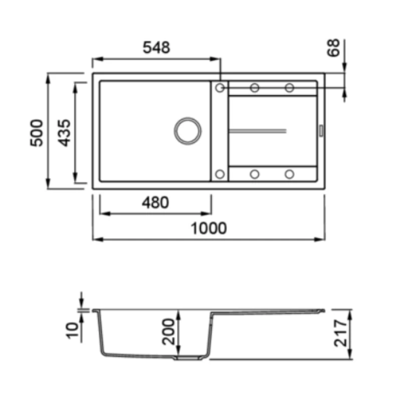 Νεροχύτες Γρανίτη Elleci σειρά Unico 480 Aluminium M79 Granitek (100x50cm)