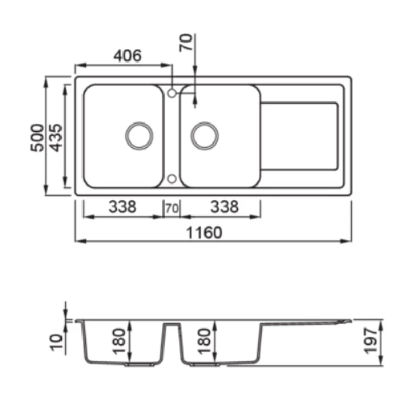 Νεροχύτες Γρανίτη Elleci σειρά Life 500 Titanium M73 Granitek (116x50cm)