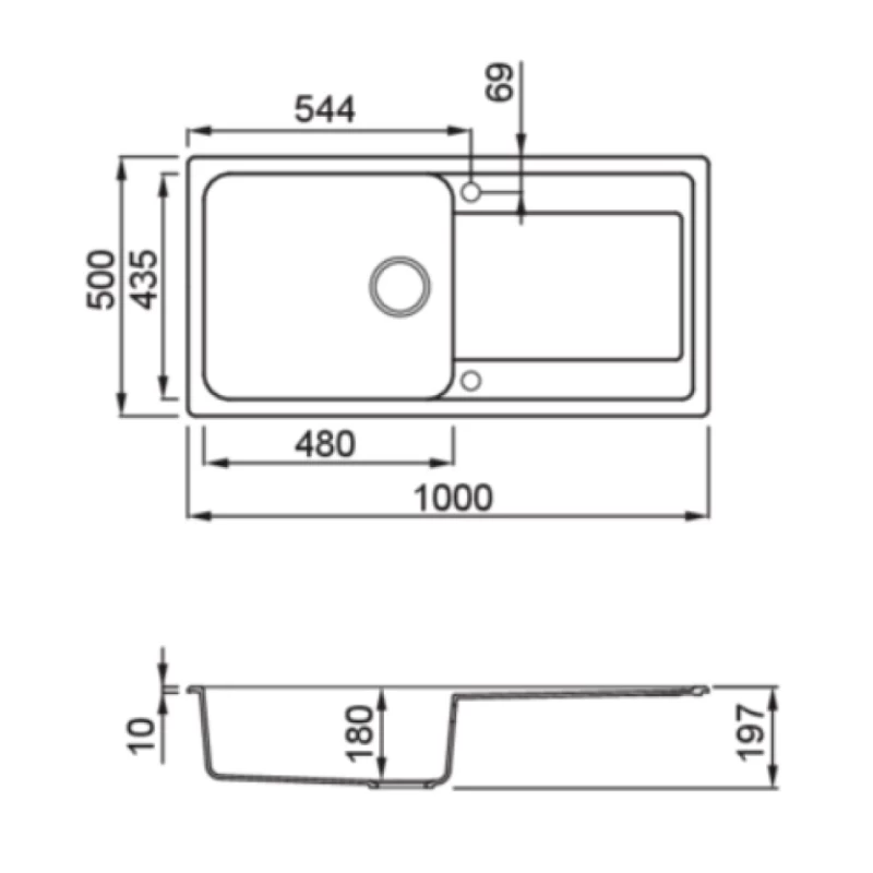 Νεροχύτες Γρανίτη Elleci σειρά Life 480 Μαύρο Nero G40 Granitek (100x50cm)