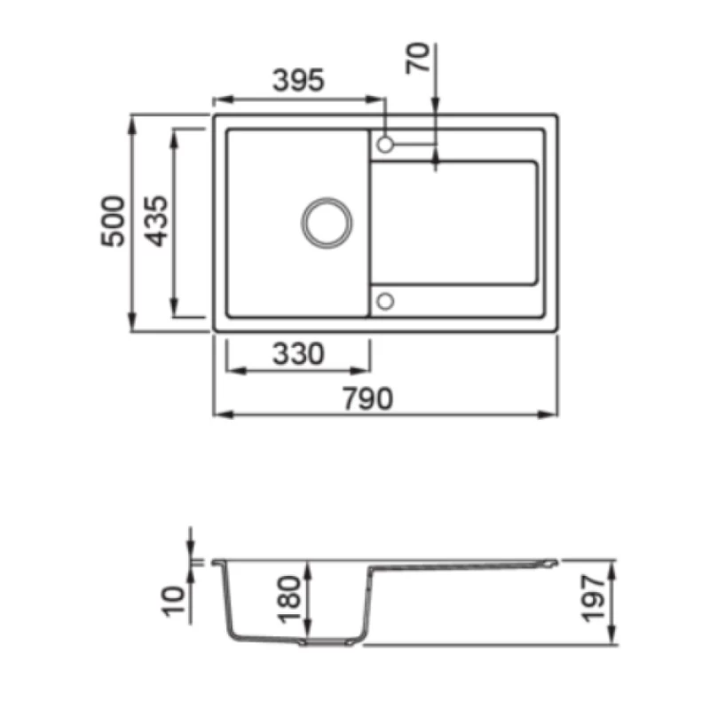 Νεροχύτες Γρανίτη Elleci σειρά Life 300 Λευκό Bianco G68 Granitek (79x50cm)