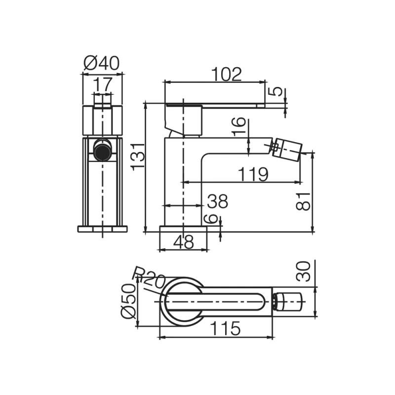 Μπαταρία Μπιντέ Imex Roma BDR001-2 Χρωμέ (Ύψος 13.1cm)