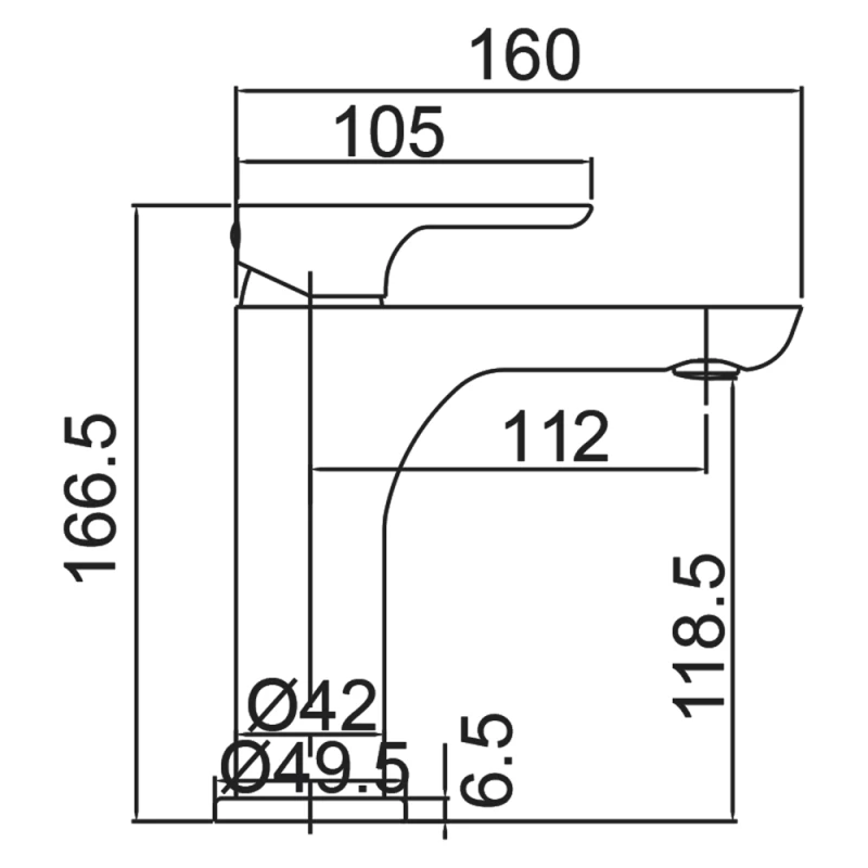 Μπαταρία Νιπτήρος Imex Nassau BDU014-1 Χρωμέ (Ύψος 16.6cm)