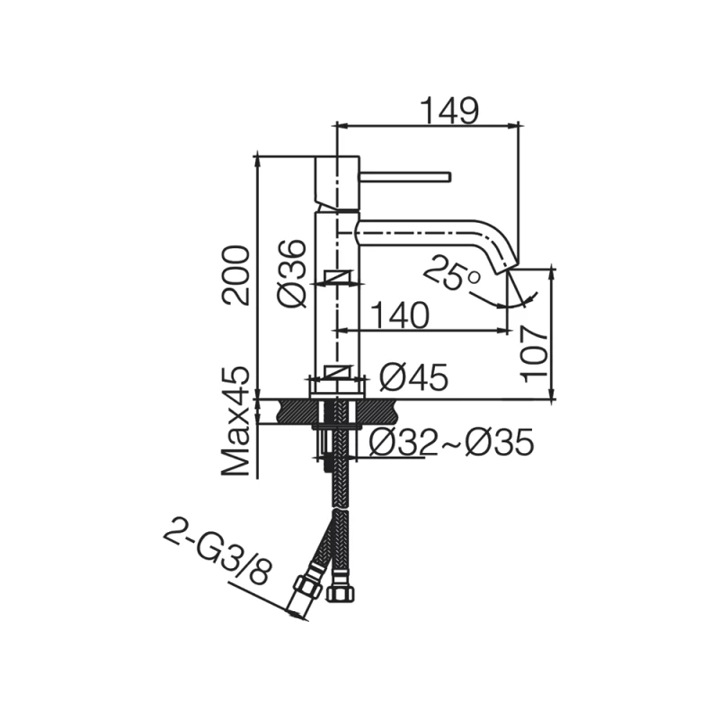 Μπαταρία Νιπτήρος Imex Monza BDM039-1 Χρωμέ (Ύψος 20cm)