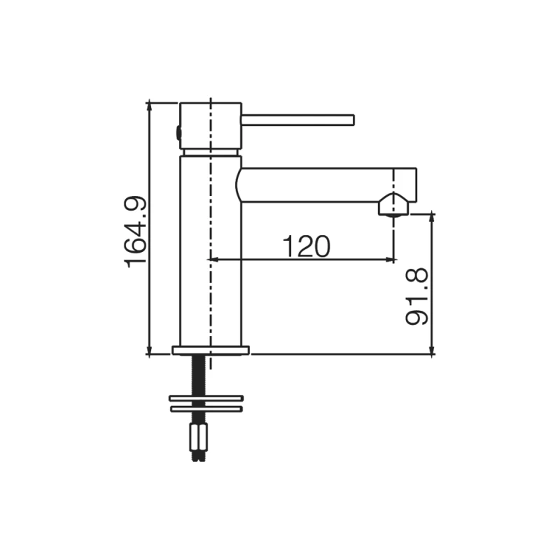 Μπαταρία Νιπτήρος Imex Milos BDYS045-1NG Μαύρο Ματ (Ύψος 16.4cm)