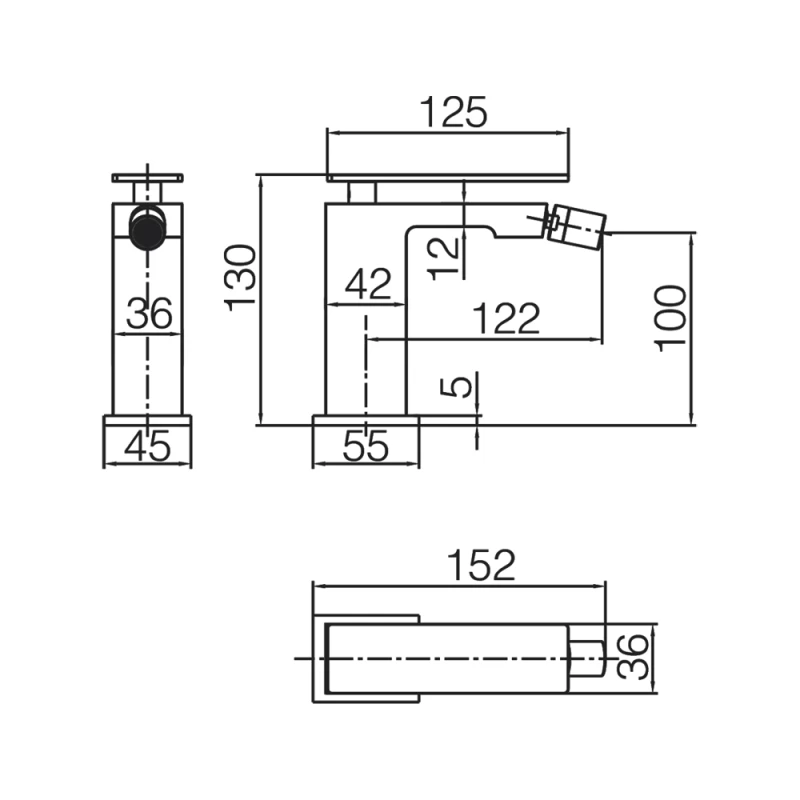 Μπαταρία Μπιντέ Imex Pisa BDP048-2 Χρωμέ (Ύψος 13cm)