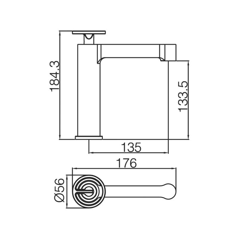 Μπαταρία Νιπτήρος Imex Olimpo BDC033-1NG Μαύρο Ματ (Ύψος 18.4cm)