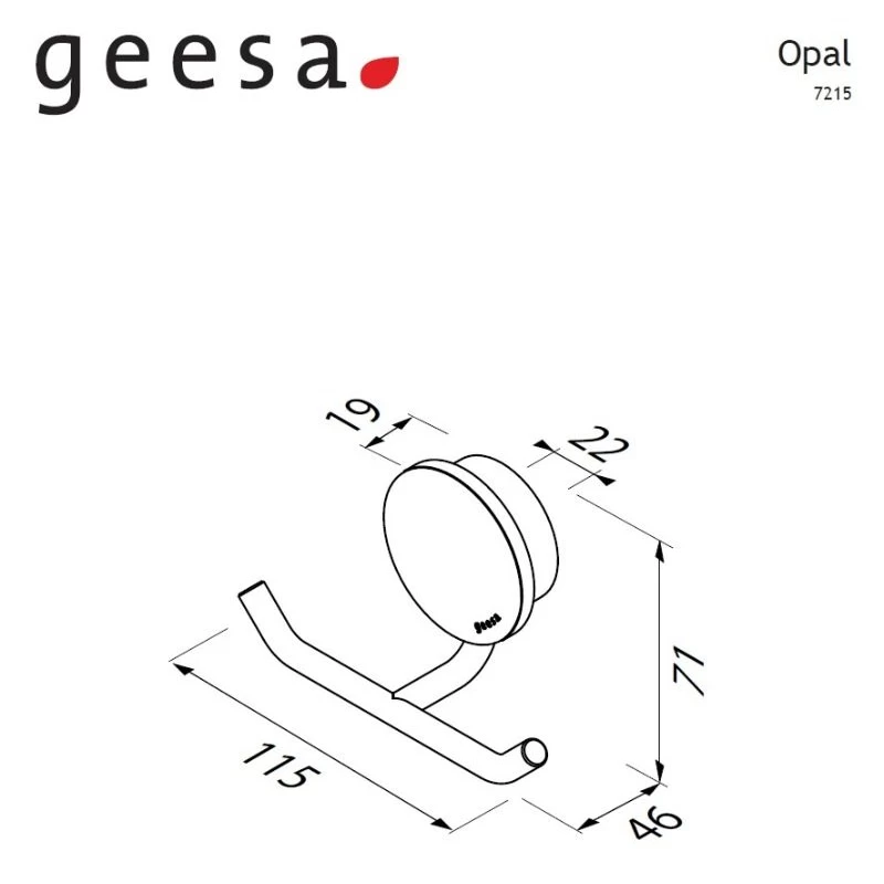 Άγκιστρο Πετσετών Geesa Opal 7215-400 Μαύρο Ματ