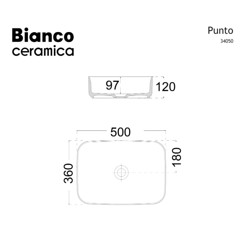 Νιπτήρας Επικαθήμενος Bianco Ceramica Punto 34050-421 Anthracite Matt (50x36cm)