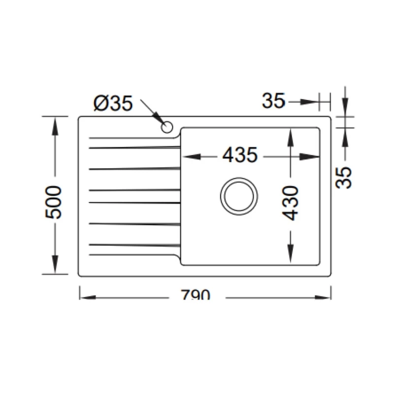 Νεροχύτης Συνθετικός Duralit KN105-300 (79x50) White