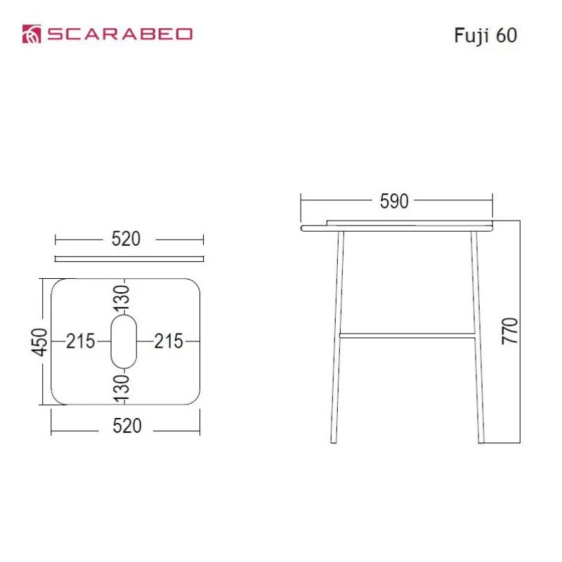 Βάση για Νιπτήρα Scarabeo Fuji 60 Rovere 6016-8949 Μαύρο Ματ (59x45x77cm)