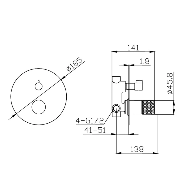 Μίκτης Εντοιχισμού 2 Εξόδων Karag Joan Brass Pattern 24668-425A-BP Χρωμέ