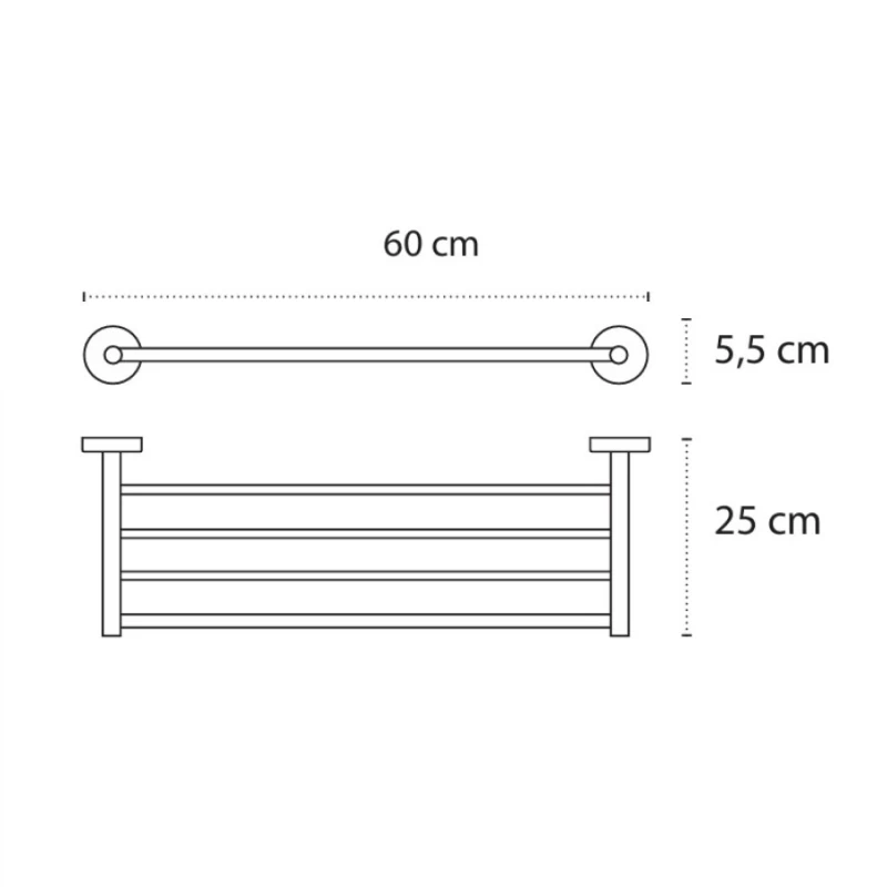 Ραφιέρα Πετσετών 60cm Karag Uno Bianco Opaco 969566 Λευκό Ματ (Αυτοκόλλητο ή Βιδωτό)