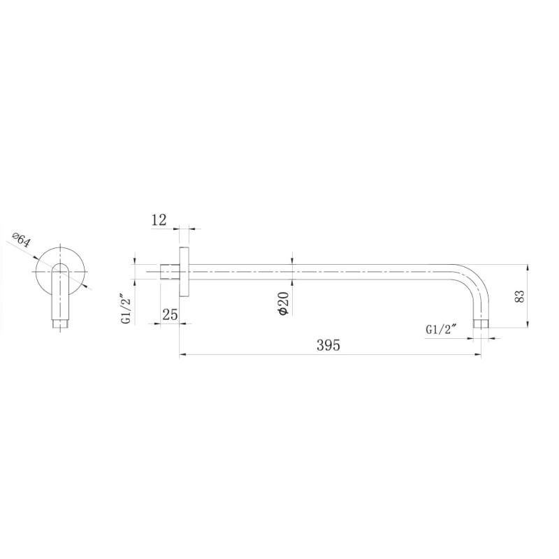 Βραχίονας Karag σειρά CFG82 Χρωμέ (39.5cm)