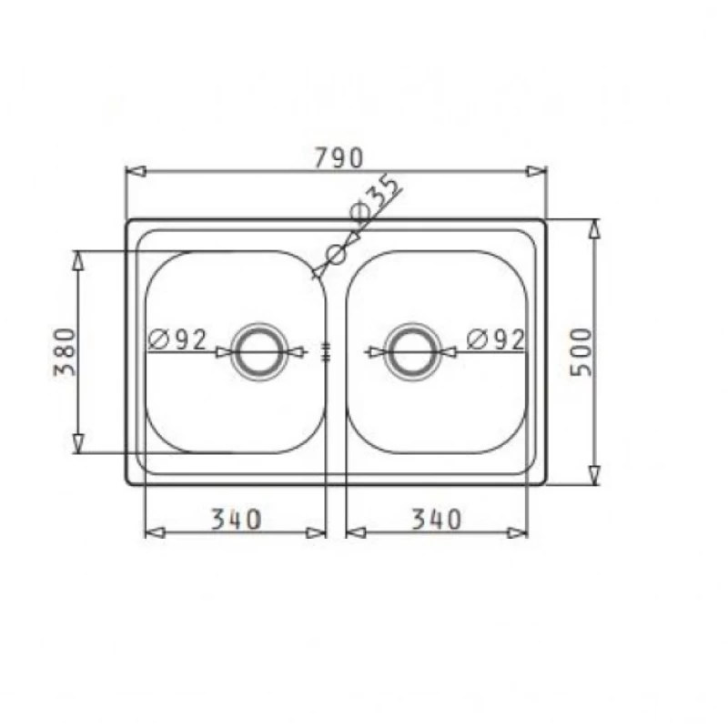 Νεροχύτης  Ανοξείδωτος Inset  (79×50) 2B  -(101053902) + Δώρο Μπαταρία Κουζίνας Pyramis